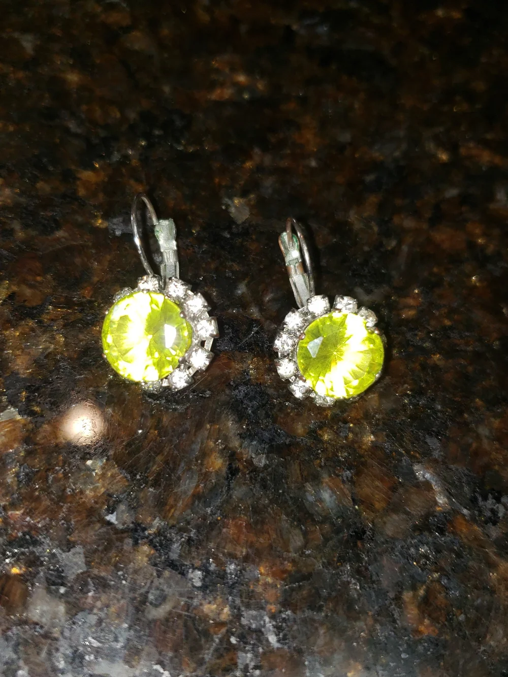 Vintage Lime-green Drop Earrings